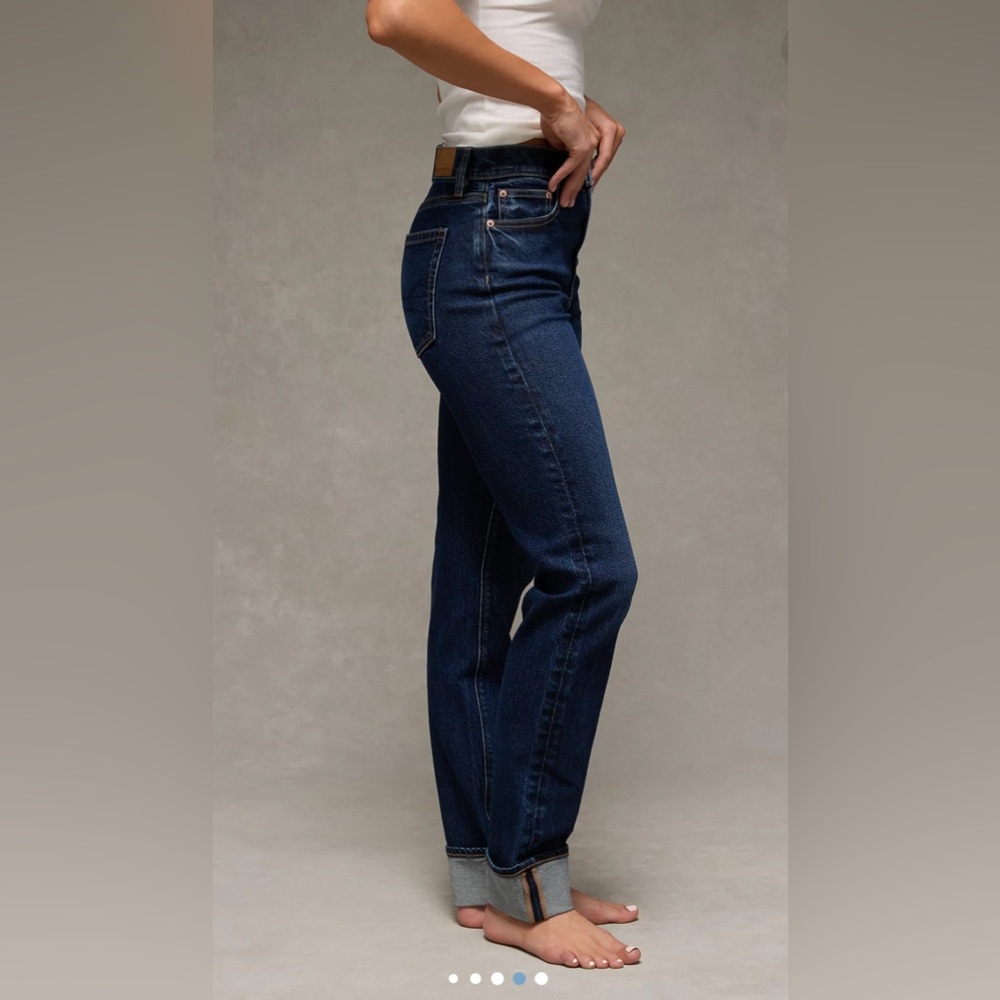 American Eagle Cuffed Super High Rise Straight Jeans NWOT Sz 10 - Picture 3 of 6